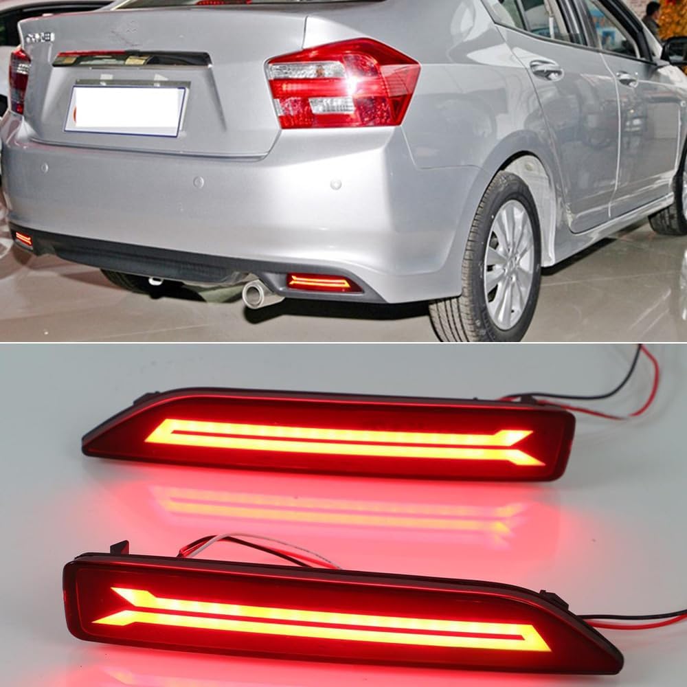 ya 4 8.8 2 Piece LED Rear Bumper Reflector Brake Light for Honda CRV 2007-09 City 2012-14