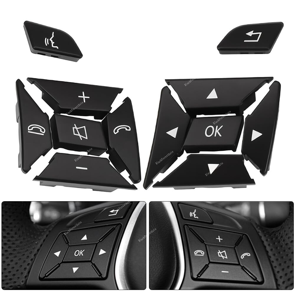 ya 13 9.15 baidi for Mercedes C Class Black LH&RH Steering Wheel Control Menu Switch Button Cover
