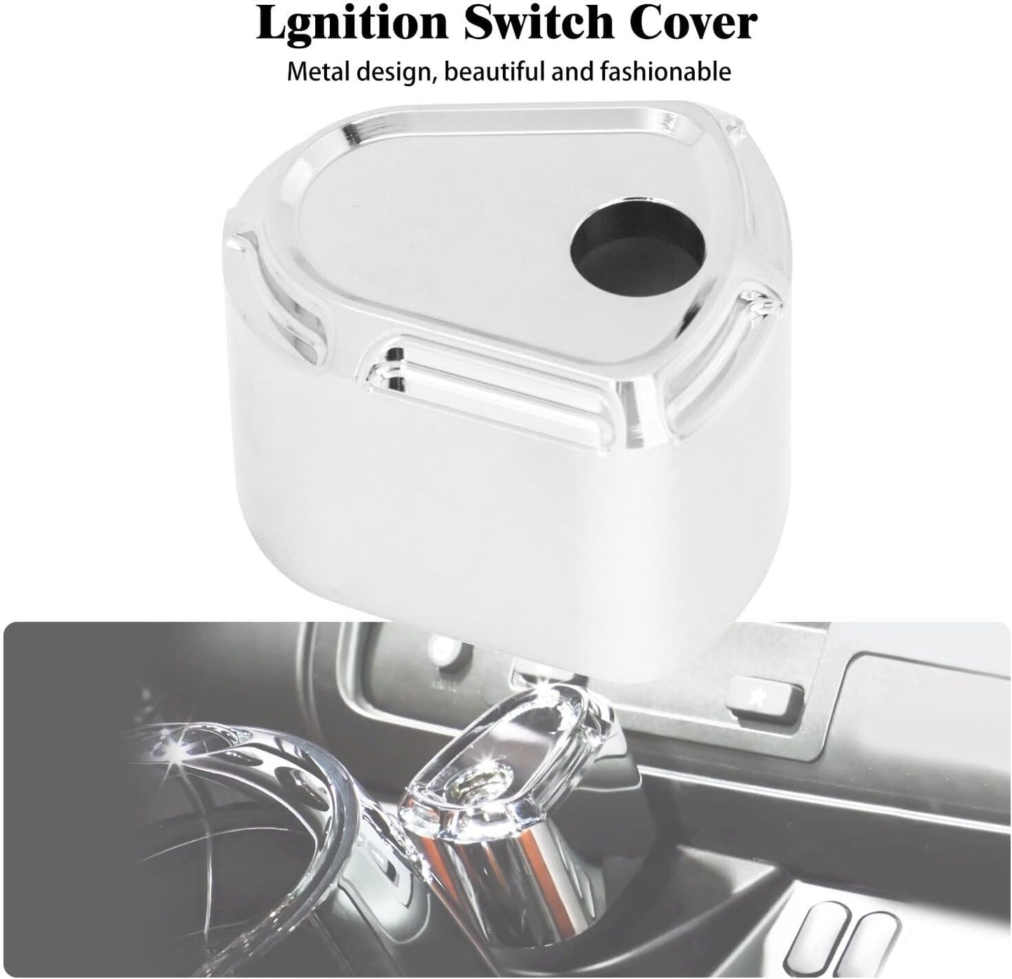 ya 4 8.14 Chrome Ignition Switch Cover Fit for Harley Electra Road Street Glide 2007-2013