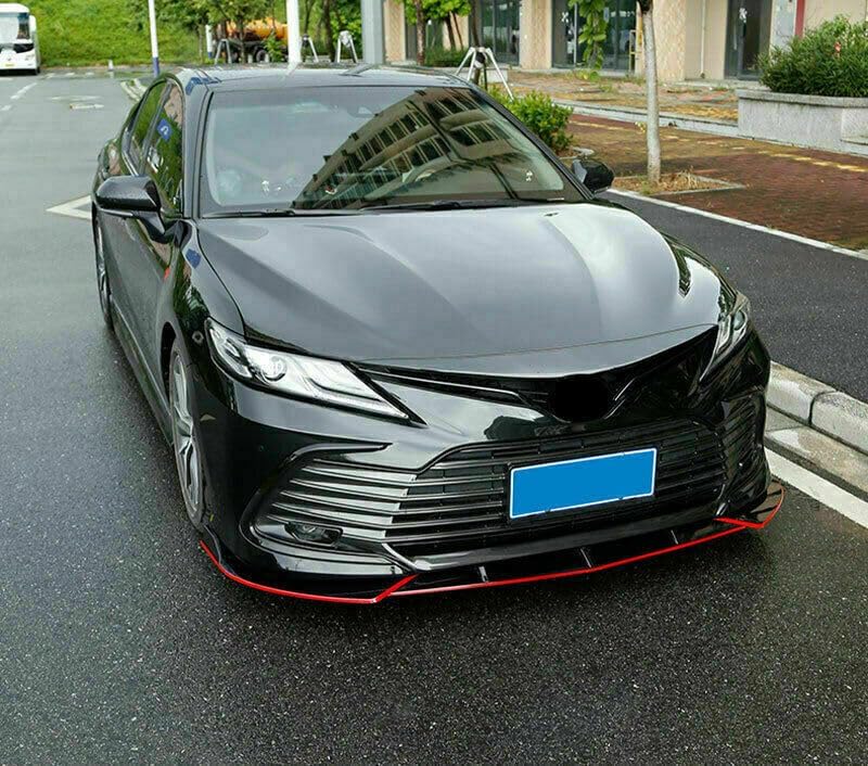 ya 2 8.15 for Toyota Camry 2021-2023 Glossy Black with Red Front Bumper Body Kit Boiler Lip