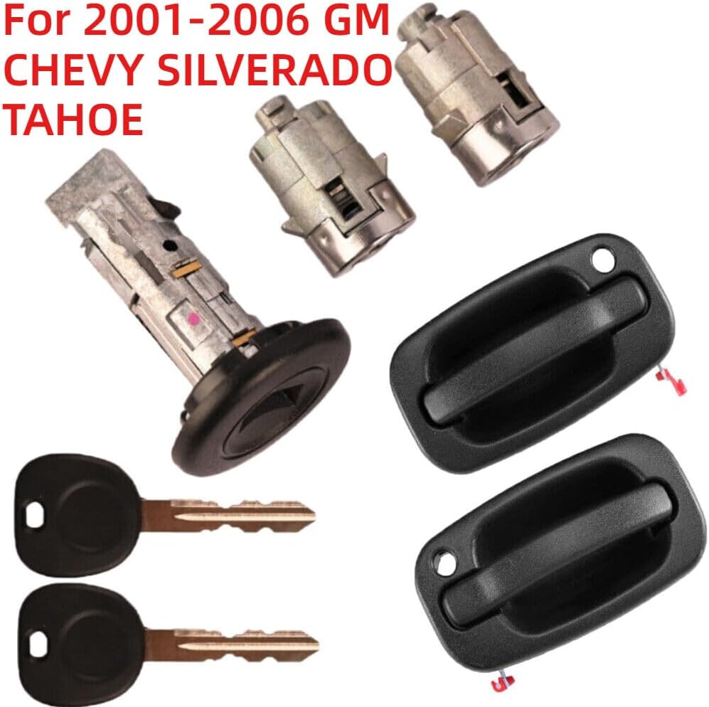 ya 11 9.14 baidiNew Lock Cylinder and Exterior Door Handle for 2001-2006 GM for Chevrolet for Silverado Tahoe -