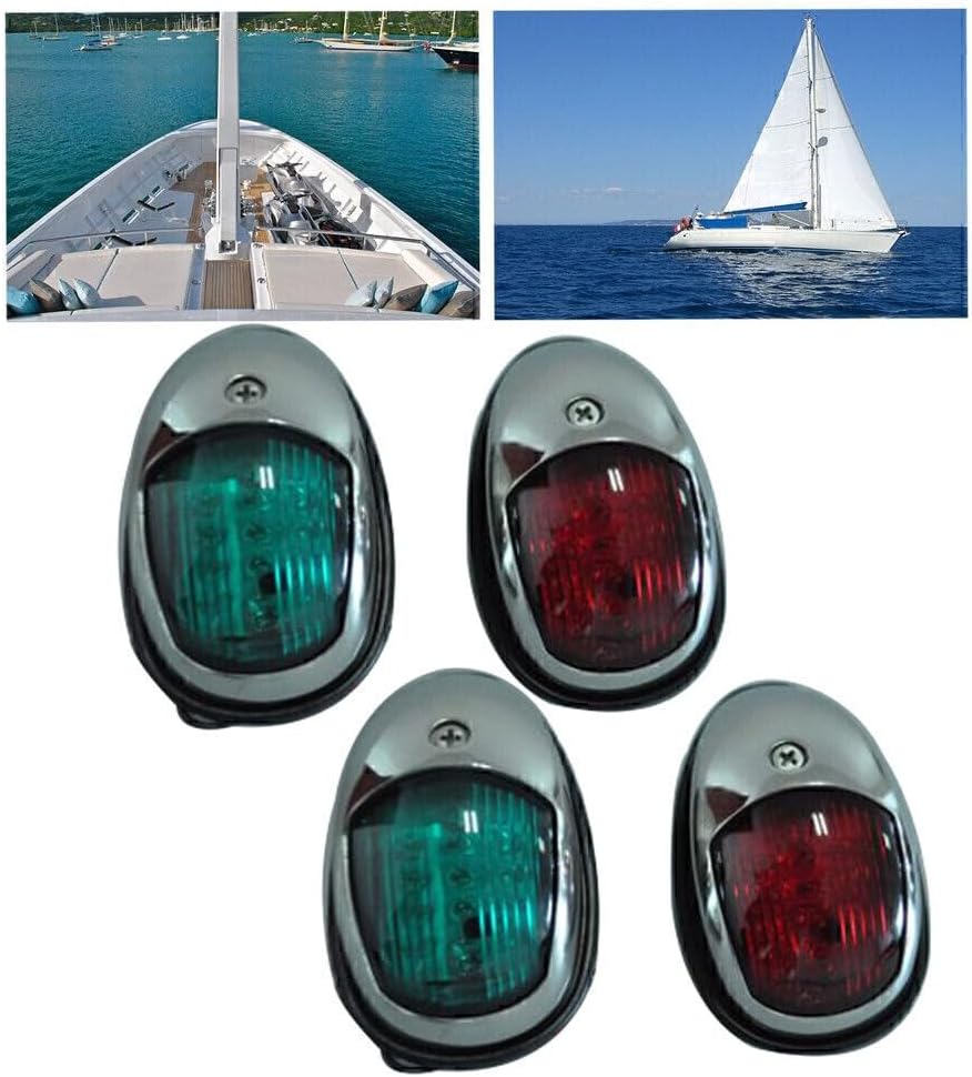 ya 4 8.24 baidi 2 Pair LED Navigation Lights Stainless Steel Housing-Port/Starboard Marine/Boat