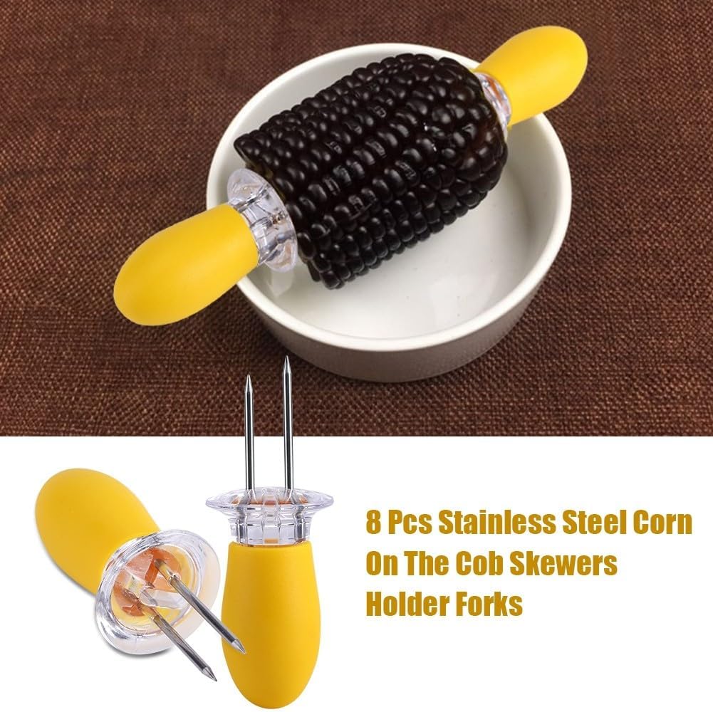 ya 14 9.20 baidi ?8 Pcs Stainless Steel Corn On The Cob Skewers Forks Prongs BBQ Kitchen YZ AC SP-1