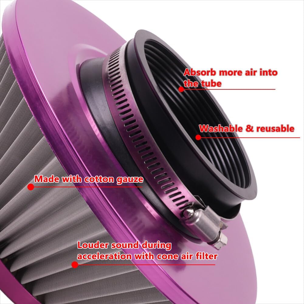ya 13 9.15 baidi 3 inch 76mm Inlet Cold Air Intake Air Filter Mushroom Head Purple