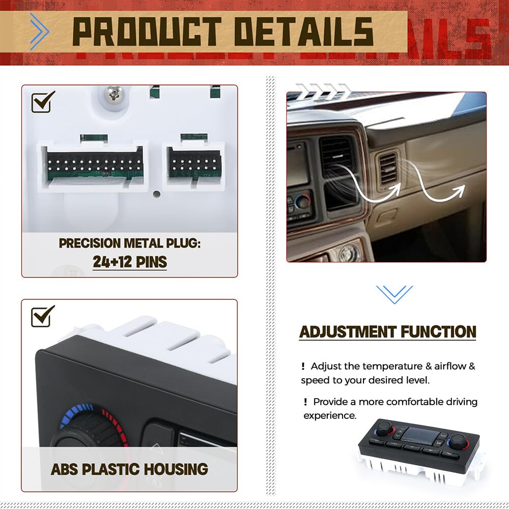 ya 9 10.24 AC Heater Climate Control Module 599-015 for 2003-07 for Chevy for GMC Improved Design