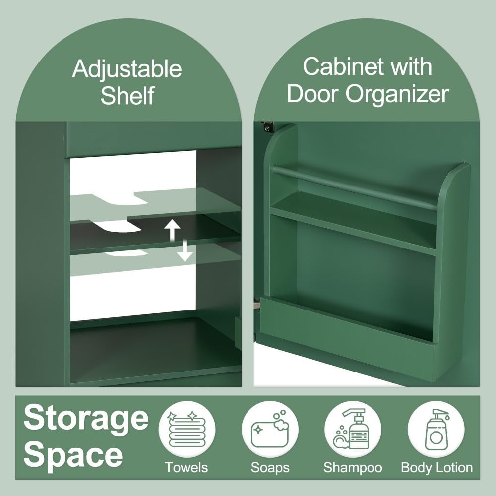 ya 28 10.13 baidi 20 Green Bathroom Vanity Sink - Cabinet ( Shelf + Adjustable Shelf)