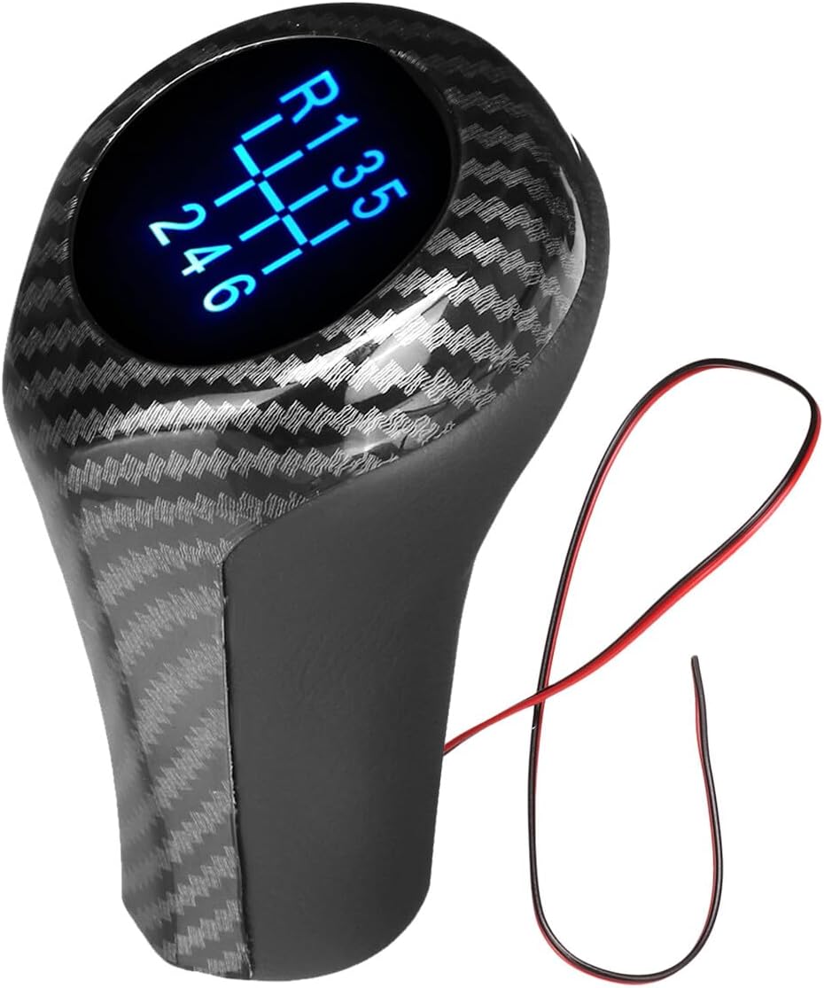 ya 4 8.24 baidi for BMW E46 E90 E91 E92 X1 X3 Carbon Look 5/6 Speed Gear Shift Knob W/LED Light