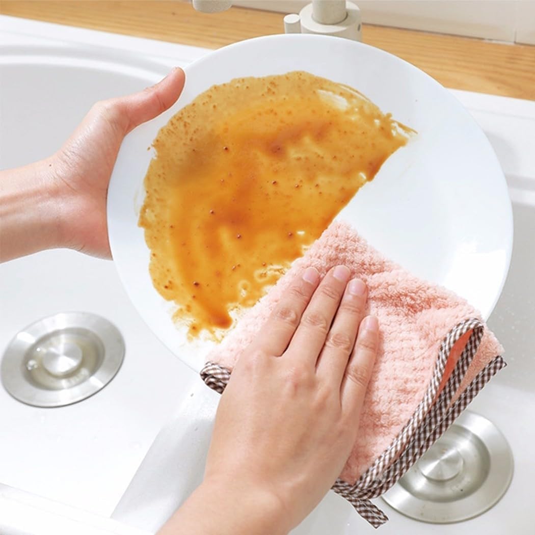 ya 14 9.20 baidi Soft and Absorbent Coral Velvet Dish Towels for Glass and Door Cleaning-1