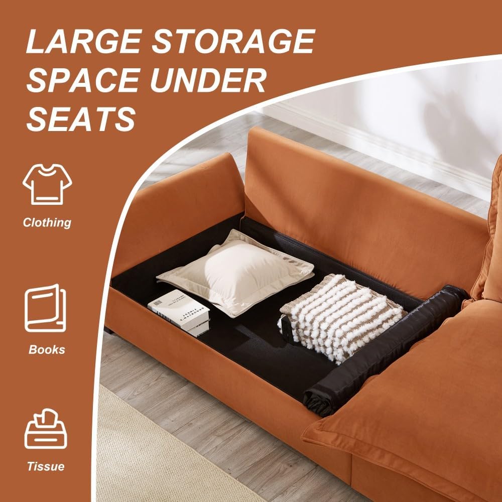 ya 28 10.13 baidi Orange Modular Sectional Sofa, Sailing Design Sofa w/Storage, Removable Bac