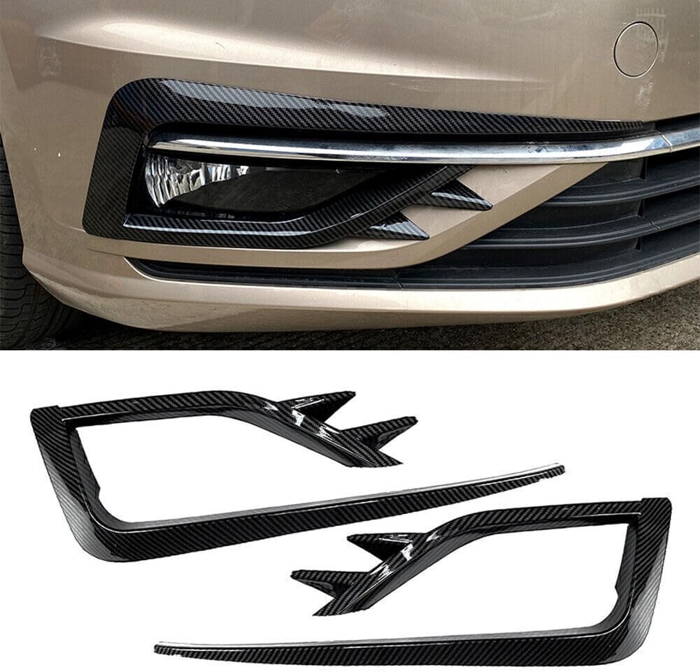 ya 4 8.24 baidi for VW for Golf MK7.5 2017-2019 2018 Carbon Fiber Fog Light Cover Bumper Grille Trim