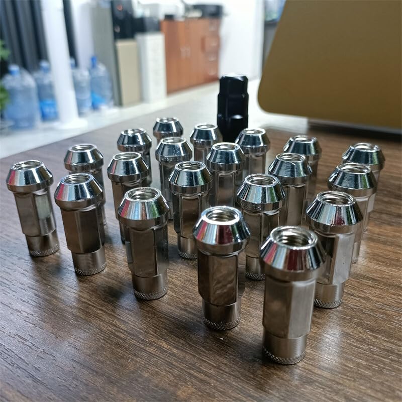 ya 10 9.16 baidi 20pcs M12x1.5 Lug Nuts 48mm Steel Open End Wheel Nuts Bolts w/Socket Key Silver