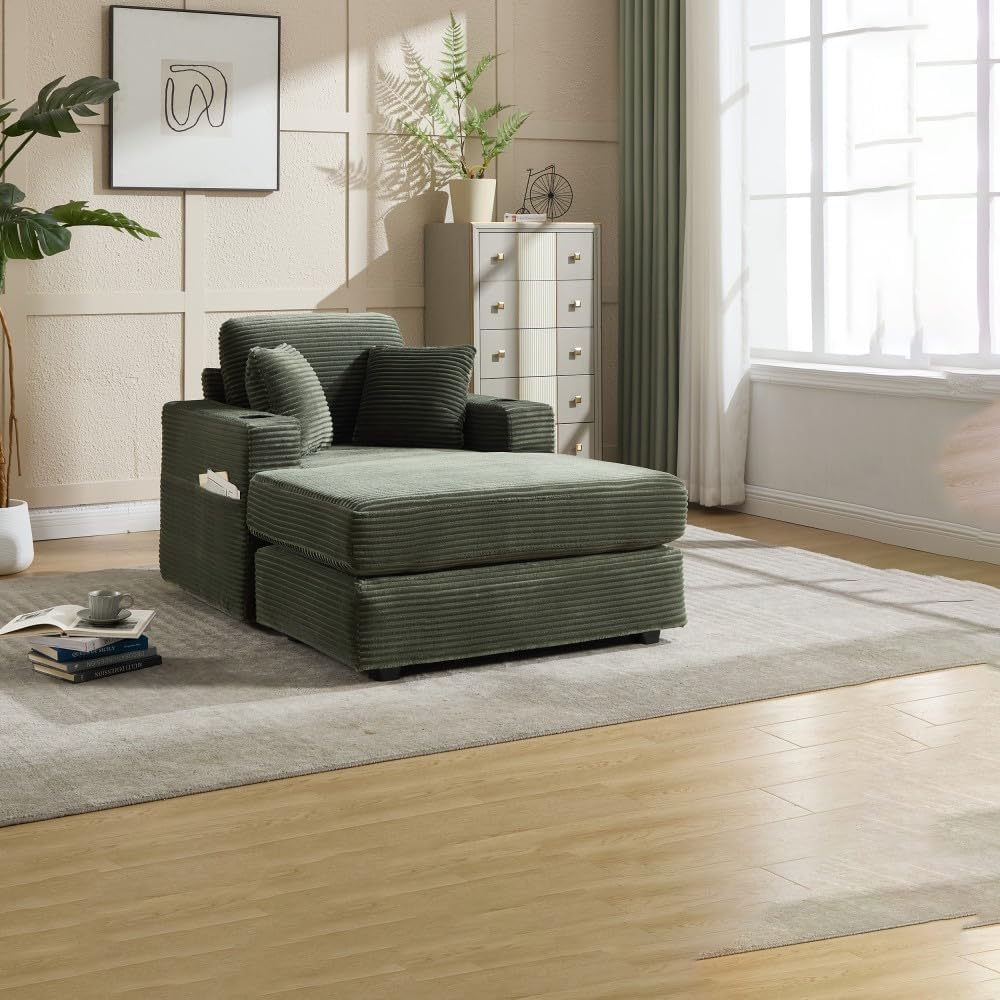 ya 28 10.13 baidi Corduroy Upholstered Chaise Sofa,Detachable Cushions for Living Room