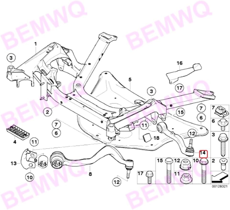 ya 5 8.10 Front Lower Rearward Control Arms L/R Kit for BMW E65 6 7 Series 650i 745Li