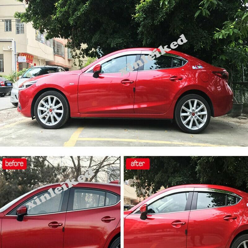 ya 6 8.24 baidi for Mazda 3 Axela Sedan 2014-2018 Plating Side Window Visor Rain Deflector Guard