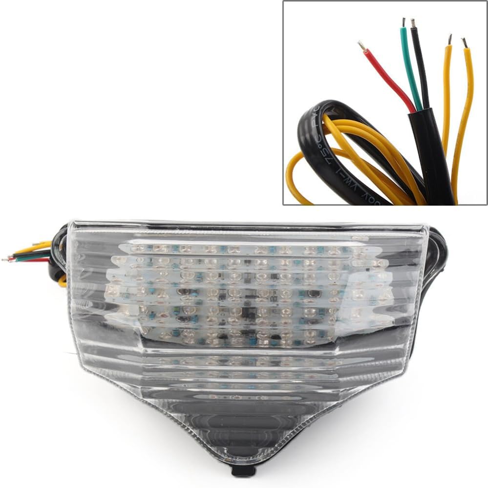 ya 4 8.24 baidi for Yamaha FZ6 FZ600 FZ6-S2 2006-2009 LED Taillight Brake Turn Signal Clear Lens