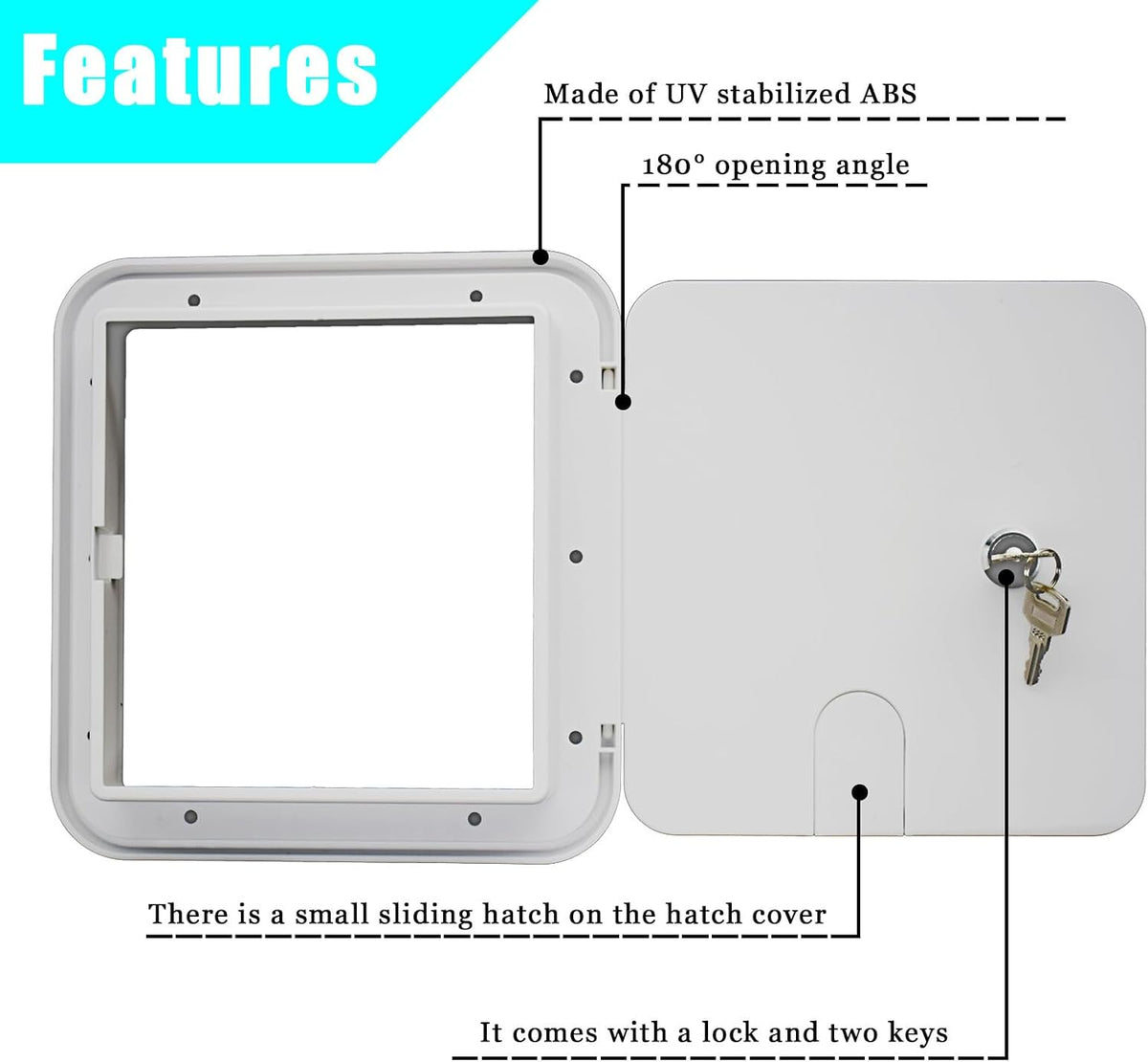 ya 10 9.16 baidi White Electric Cable Hatch Square Power Cord Door Safety Lock Key 30/50 AMP RV