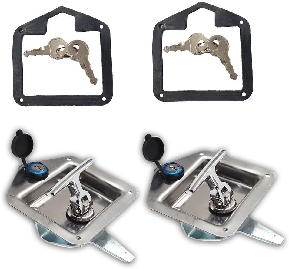 ya 4 8.14 2 Pack Trailer Door Latch T-Handle Lock Key for Camper Truck Tool Box