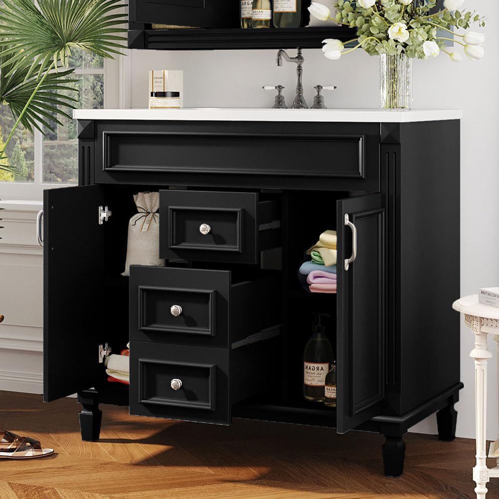 ya 28 10.13 baidi Modern Bath Vanity 36 w/Sink, 2 Soft-Close Doors & 2 Drawers