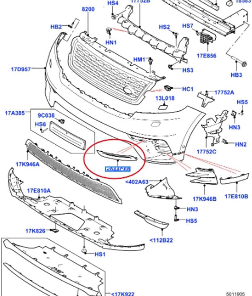 ya 2 8.15 Vordere Sto?f?nger-Nebel-Lichtabdeckung for Land Rover for Range Rover Velar 18-21 R