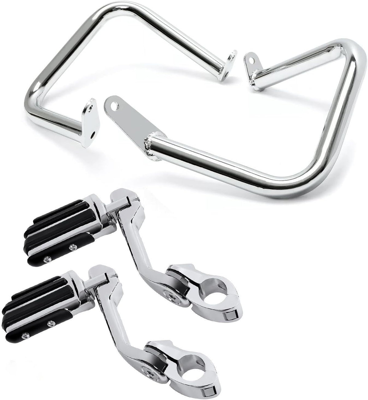 ya 4 8.8.2 KUAFU for Yamaha V-Star 400 650 XVS650 Engine Guard Crash Bar +Highway Foot Pegs