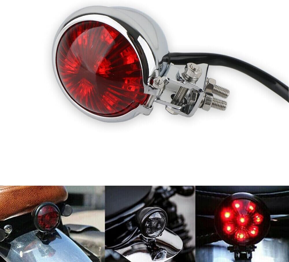 ya 4 8.24 baidi Chrome Motorcycle Round LED Tail Light Brake Light for Harley Chopper Bobber Cafe