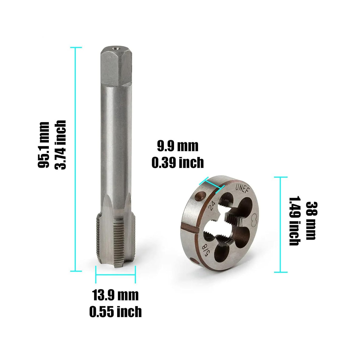 ya 6 8.24 baidi Right Hand Gunsmithing Tool 1/2-28 Tap & Die Set (1/2 x 28) 22LR 223 5.56 9mm