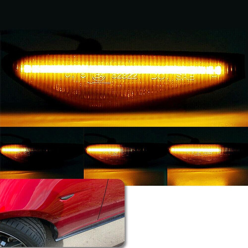 ya 4 8.24 baidi Smoked Lens Amber LED Front Side Marker Lights Fits for Mazda MX-5 for Fiat 124 Spider