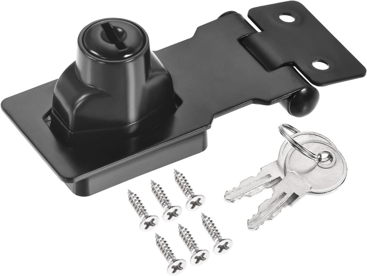 ya 26 10.21 baidi 2.5 Inch Keyed Alike Hasp Lock Zinc Alloy Twist Knob Locking, Black