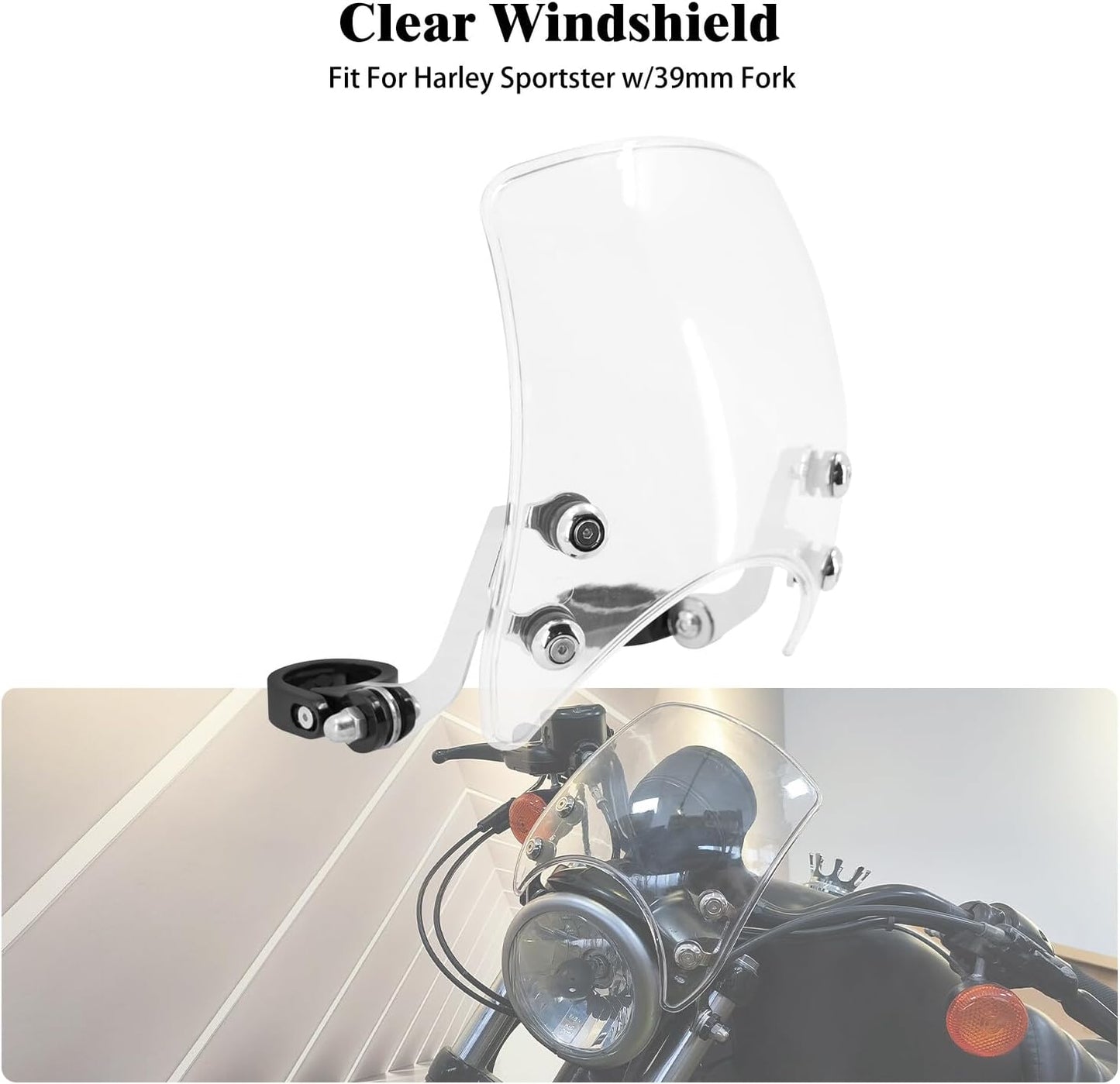 ya 7 8.24 baidi 39mm Windshield Clear Windscreen Fit for Harley Sportster XL 883 1200 2004-2022