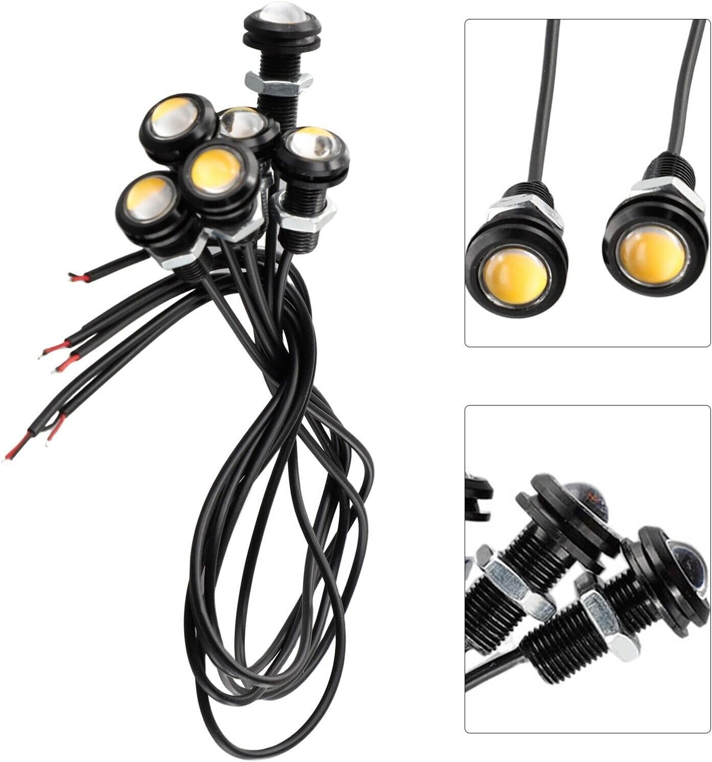 ya 4 8.8 6pcs Front Grille Anti-collision Grill Cover Amber LED Light Replacement Parts