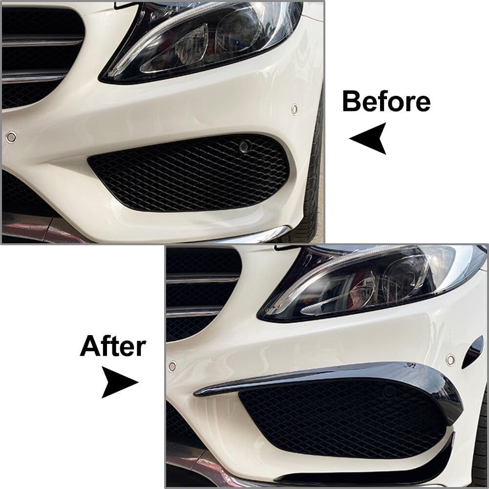 ya 13 9.15 baidi for Mercedes-Benz C-Class W205 2015-2018 Front Bumper Fog Light Cover Trim Black