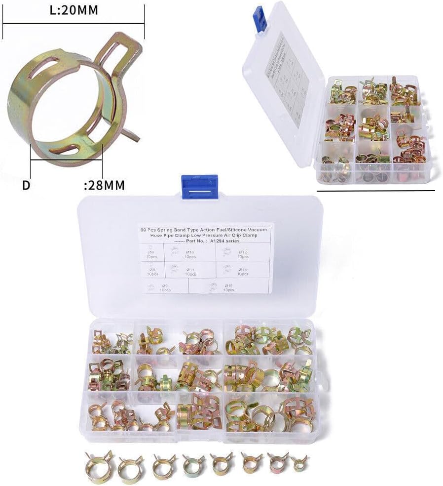 ya 5 8.24 baidi 60x 6-15mm Spring Clips Fuel Water Hose Clip Pipe Tube Clamp Fastener Steel
