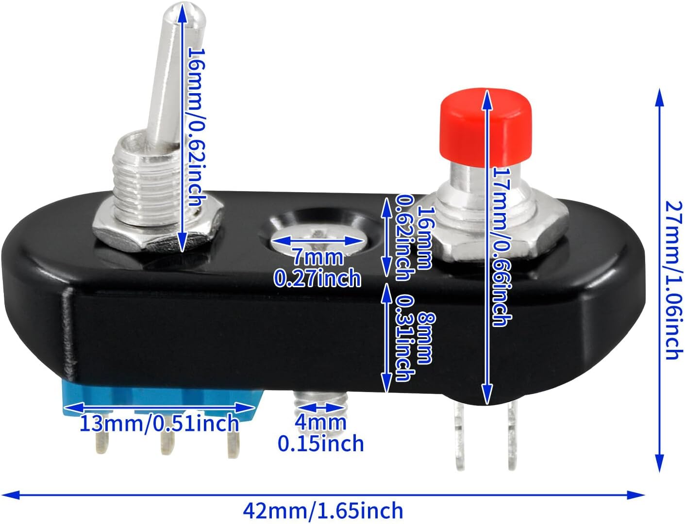 ya 4 8.24 baidi Black Control Button Toggle Push Switch ON/OFF/ON For Universal 1 7/8 Handlebar
