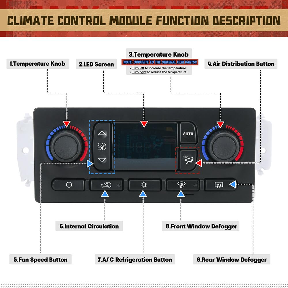 ya 9 10.24 599-015 A/C Heater Climate Control Module Panel Switch for Chevy for GMC for Silverado