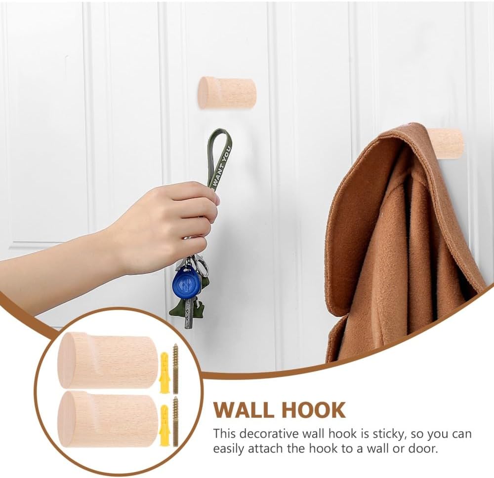 ya 26 10.21 baidi 2 Set Wooden Hook Hat Hooks Decorative for Hanging Coat Rack Hanger