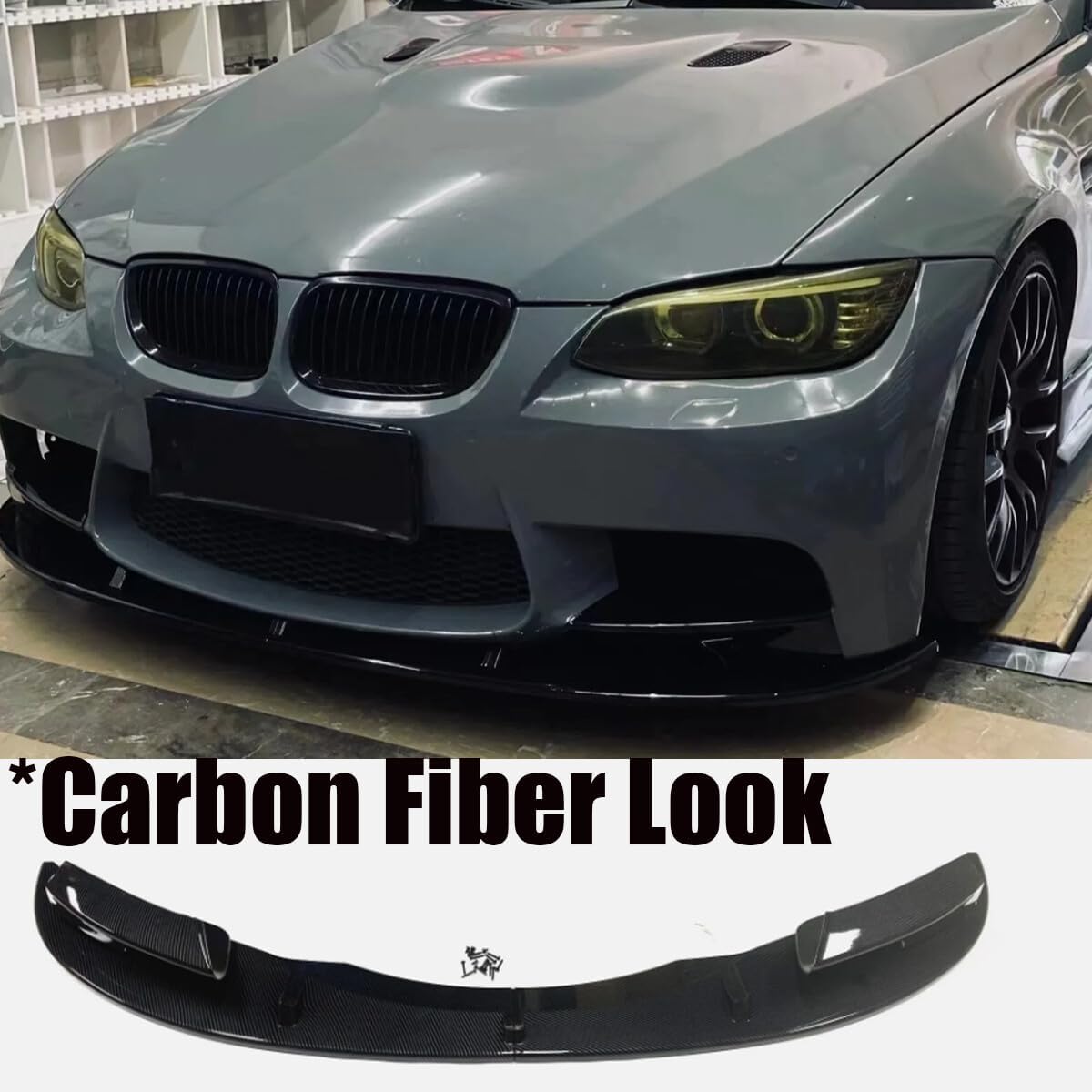 ya 2 8.15 Carbon Fiber Look Front Bumper Boiler Wing Lip for BMW E92 M3 2007-2013