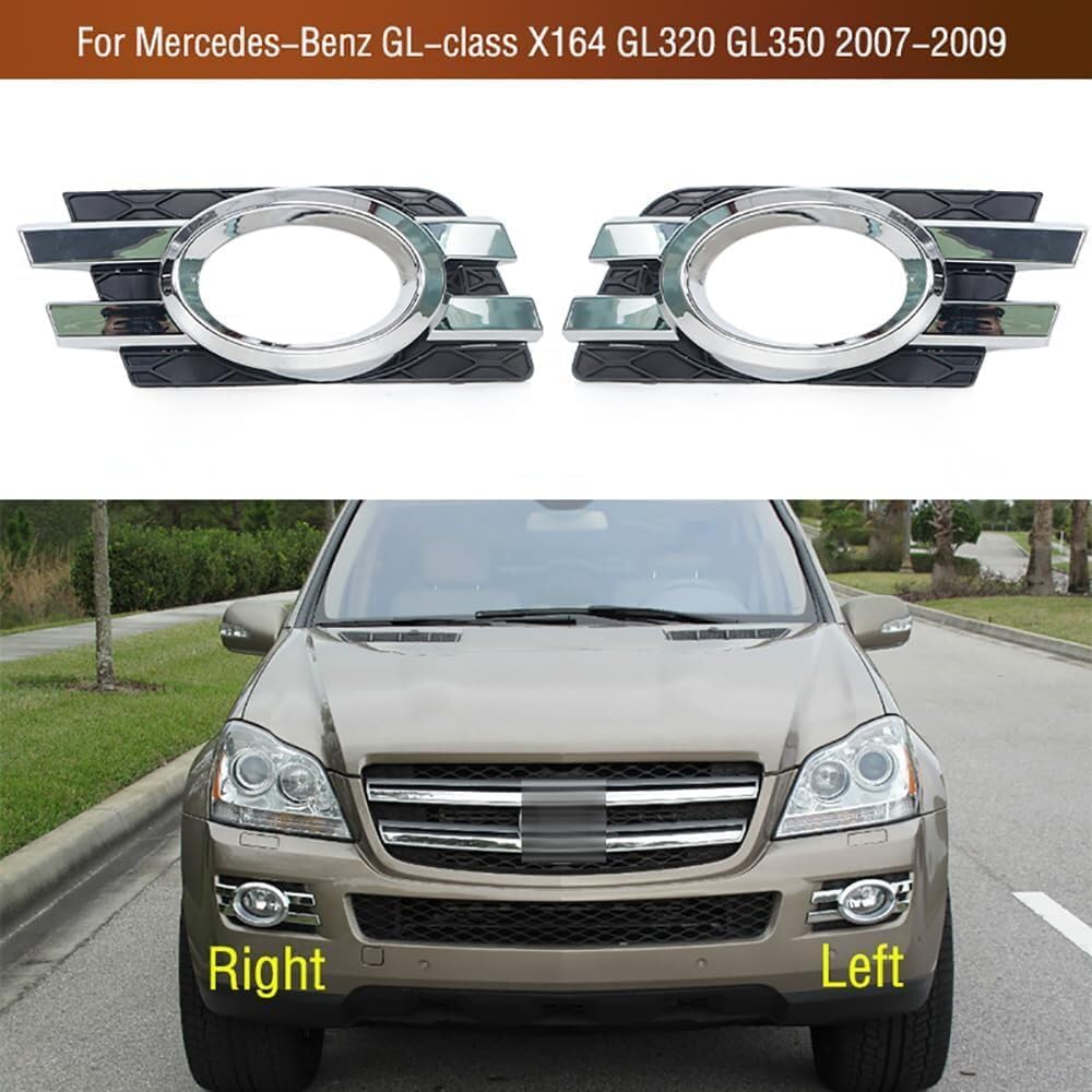 ya 7 8.24 baidi Pair Chrome Front ?Fog Light Trim Cover for Mercedes-Benz 07-09 GL320 GL350 X164