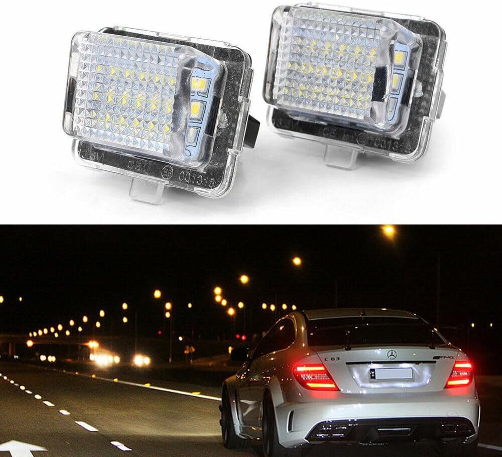 ya 4 8.10 2x LED License Plate Lights for Mercedes-Benz Pre-LCI W204 W212 W221 C63