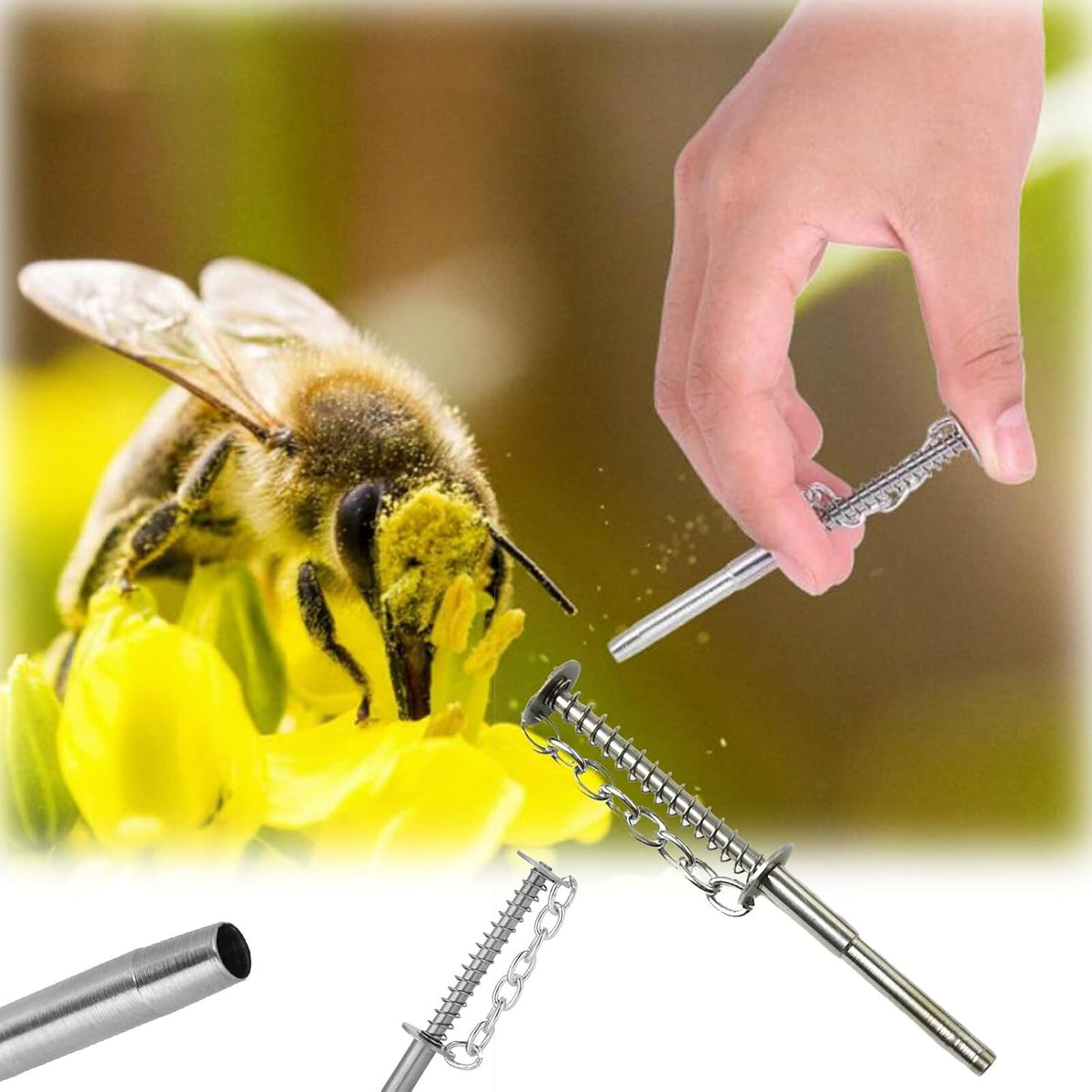 ya 16 10.20 baidi Beekeeping Pollen Grip Sucking Stainless Steel Bee Tool Professional Manufacture