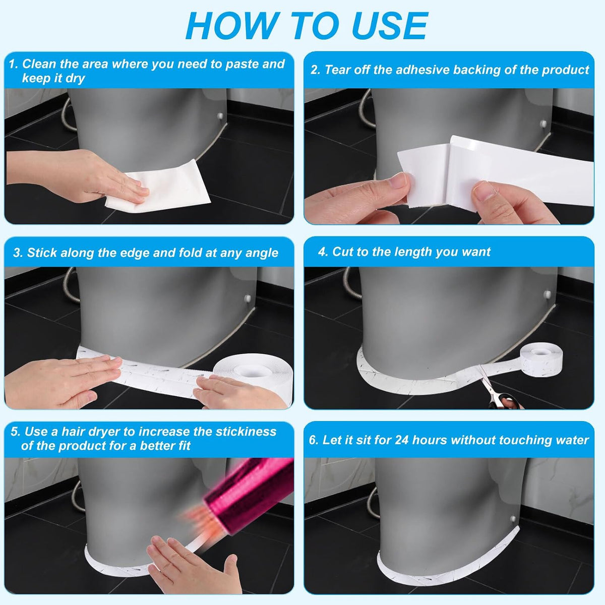 ya 14 9.20 baidi Caulk Tape 0.9 x 33 Ft, Self Adhesive Sealing Tape Waterproof White-1