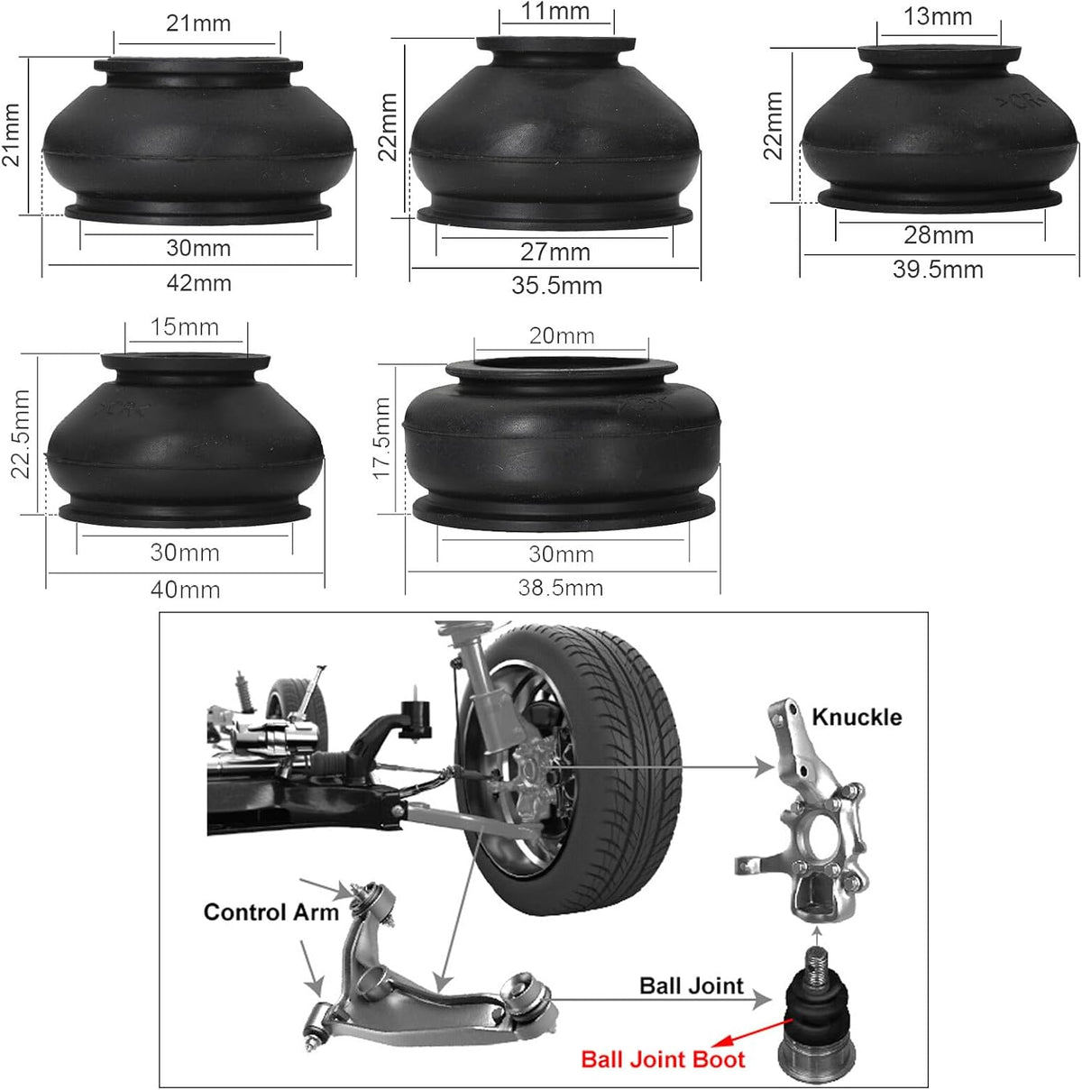 ya 9 10.24 14x Universal Multipack Ball Joint Rubber Dust Boot Covers Track Rod End Set Kit