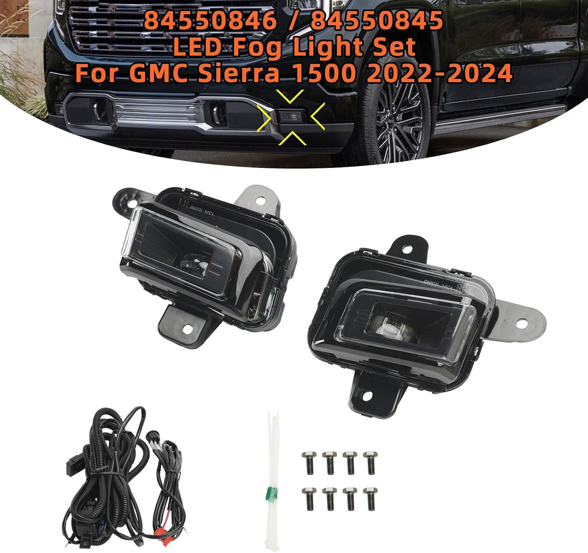 ya 14 9.20 zhengce Front Bumper LED Fog Light + Cover +Wire Harness for GMC for Sierra 1500 2-1
