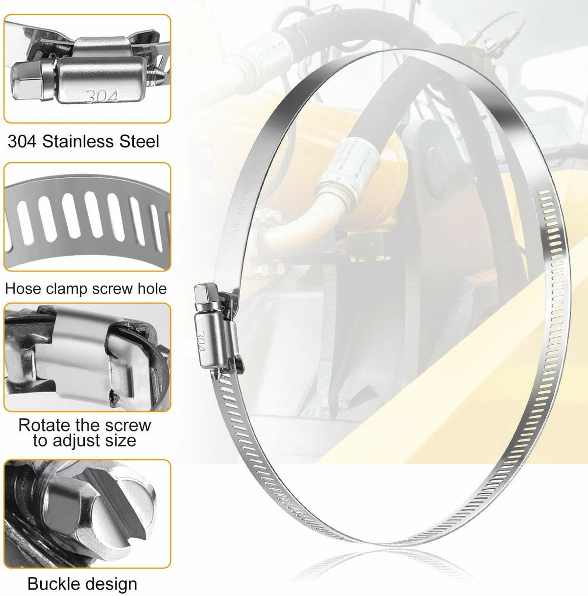 ya 11 9.14 baidi6pcs 12 Inch Hose Clip 304 Stainless Steel Duct Clamps Worm Gear Hose Clamp tool