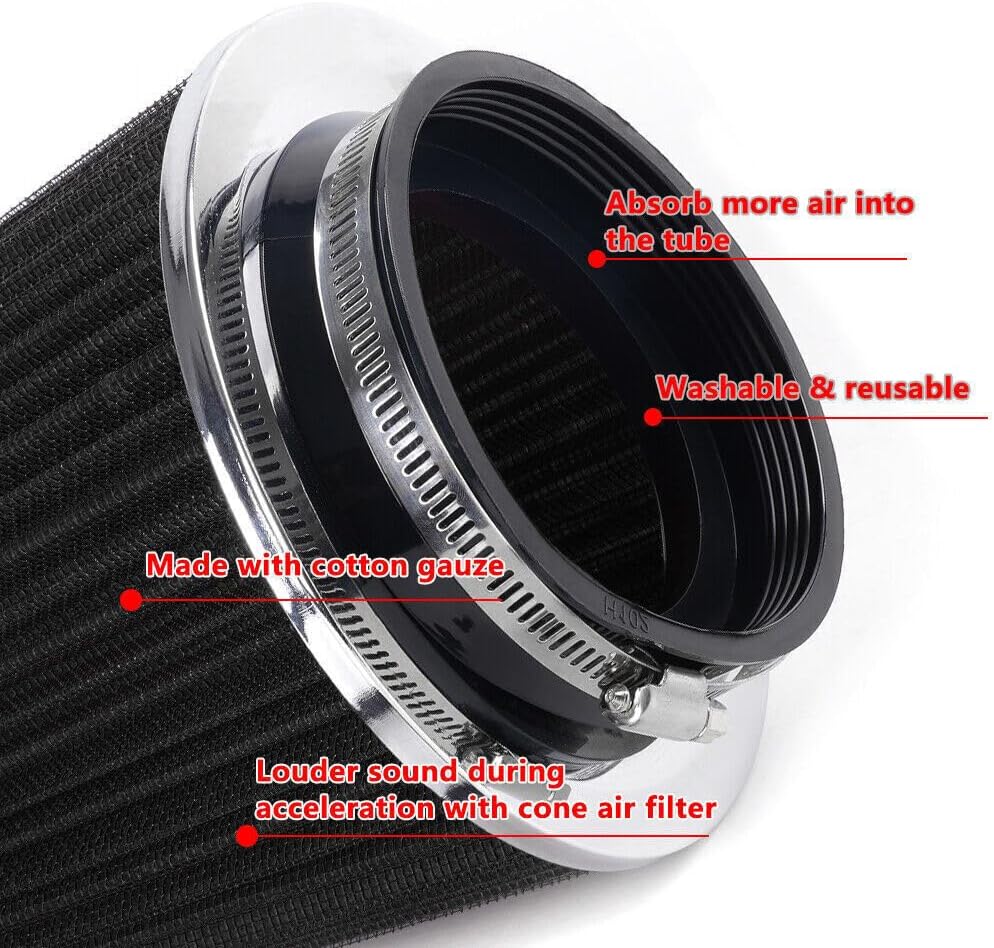 ya 13 9.15 baidi Universal Clamp On Cone High Flow Air Intake Filter 9 Tall 3 3.5 4 Inlet