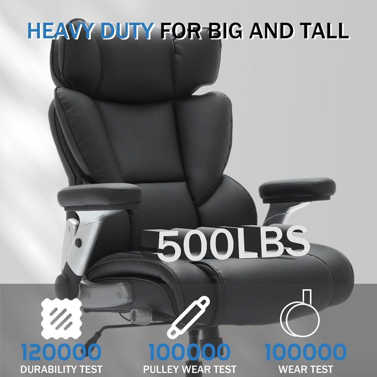 ya 28 10.13 baidi Big Office Black 500lb Capacity Adjustable Lumbar Flip-Up Arms Leather