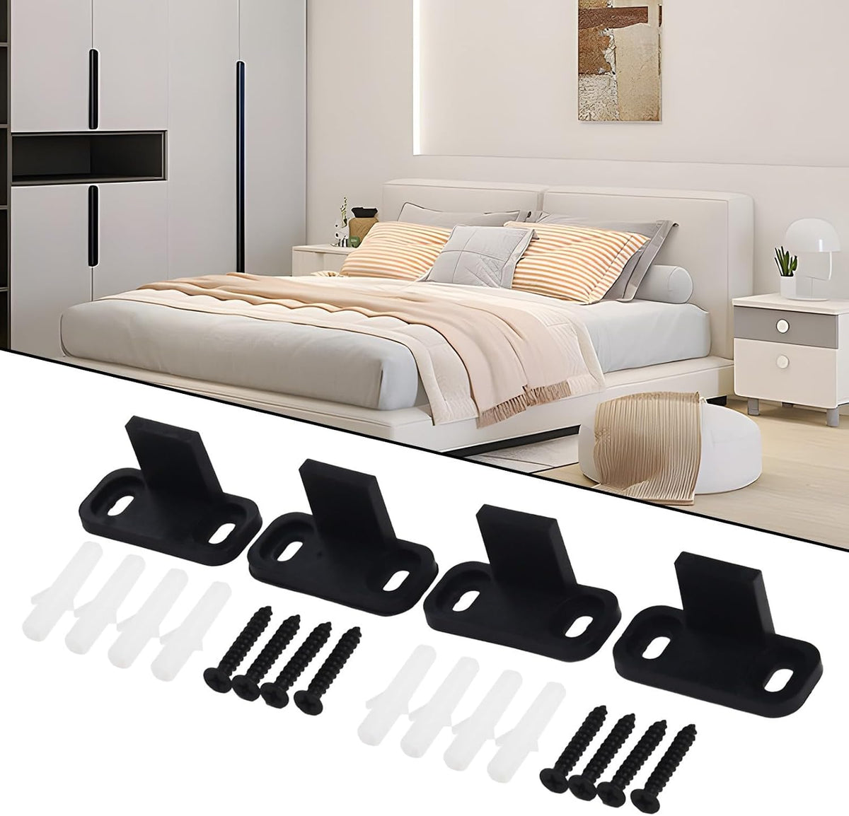 ya 26 10.21 baidi 4PCS Anti-Swing Barn Door Hanging Rail Hardware Accessories Without Slotting