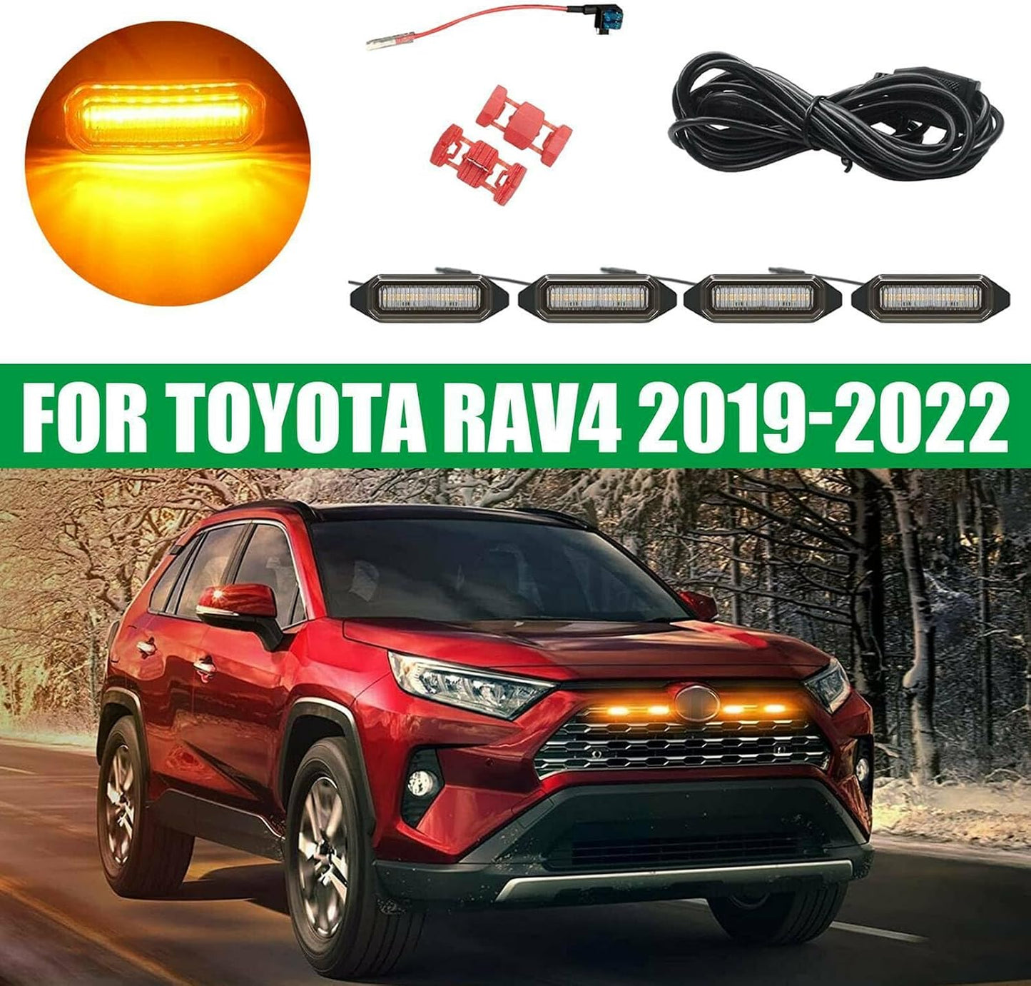ya 3 8.24 baidi LED Grille Light Yellow Bulb for Toyota RAV4 2019-2022 Accessories