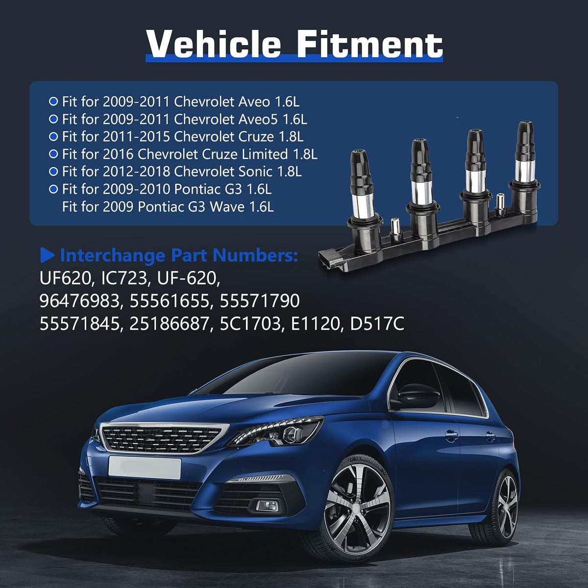 ya 9 10.24 4pcs Ignition Coil for 1.8L for Chevy for Cruze Sonic Aveo5 55561655 UF620