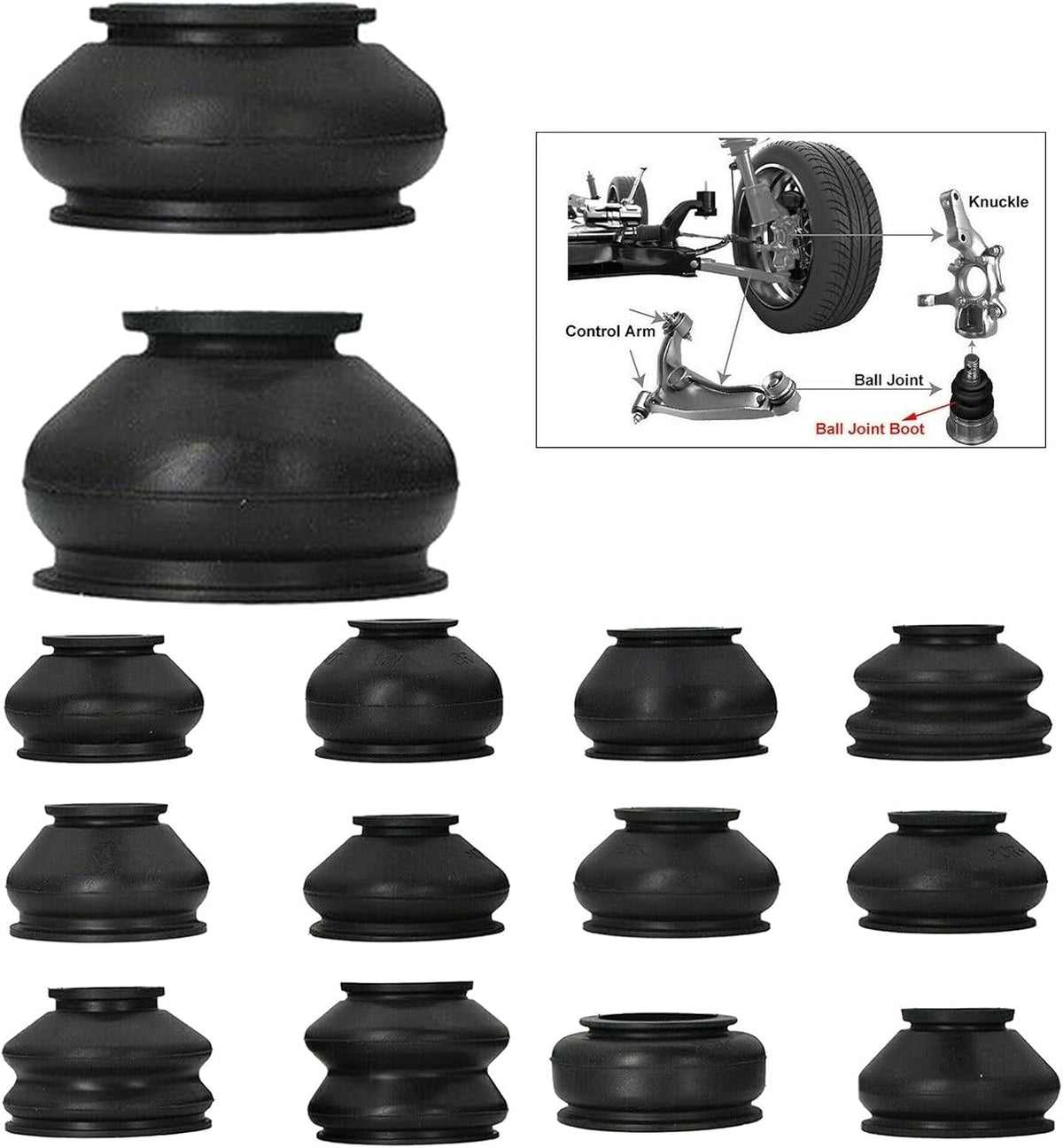 ya 9 10.24 14 Pack Universal Rubber Tie Rod End Ball Joint Dust Boots Dust Cover Boot Gaiters -