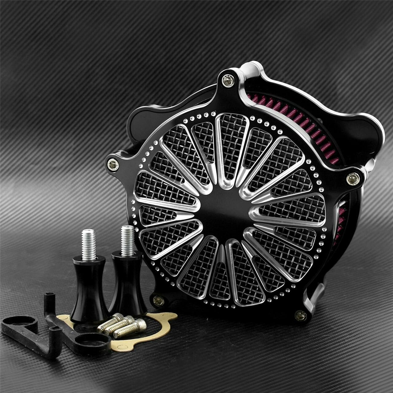 ya 5 8.10 Dots Cut Air Cleaner Red Intake Filter Fit for Harley Dyna 00-17 Softail 2000-15